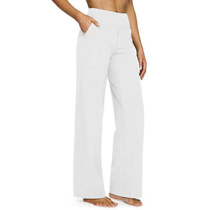 Women's High Waist Wide Leg Yoga Pants - Soft Stretch, Pockets, Curvy Plus-Size Clothes, Business Casual Pants for Women, Chic Daily Outfit