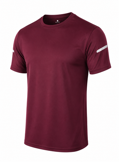 Men's Print Reflective Stripe Sports T-Shirts, Quick Drying Breathable Round Neck T-shirt,Casual Tops for Workout Running
